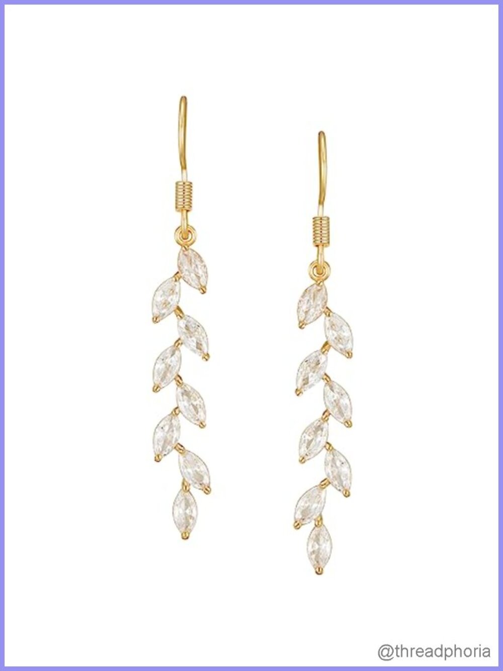 Marquise Bridal Dangle Earrings Cubic Zirconia Silver Plated Hypoallergenic